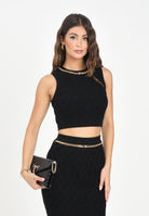 ELISABETTA FRANCHI Top in maglia nera da donna con motivo a rombi TK60B56E2 110 ELISABETTA FRANCHI 