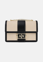 ARMANI EXCHANGE Borsa a tracolla beige e nera da donna con fibbia logo XW000070AF22570 MC479 ARMANI EXCHANGE 