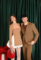 SANTAS Abito corto Noble beige da donna con gonna ballon PV2605 BEBI SANTAS 