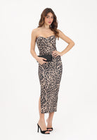 TWENTY FOURHAITCH Abito midi Palau leopardato da donna nei toni caldi del beige e nero A0113MAC62P MA TWENTY FOURHAITCH 