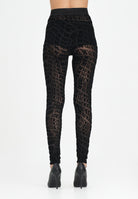 VERSACE JEANS COUTURE Leggings nero da donna con motivo Liquify Logomania vellutato 79HAC101JS490 899 VERSACE JEANS COUTURE 