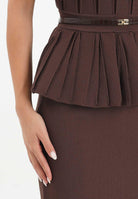 ELISABETTA FRANCHI Abito lungo marrone da donna in maglia con baschina AM69S56E2 EA3 ELISABETTA FRANCHI 