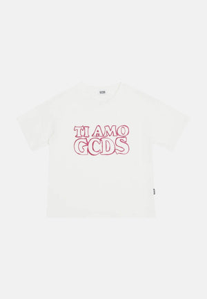 GCDS T-shirt a manica corta bianca da bambina con stampa logo B2KW2335BA3 15 GCDS 