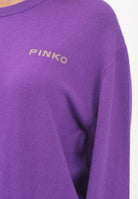PINKO Maglioncino girocollo viola da donna con maxi logo 105561A2SI YC6 PINKO 
