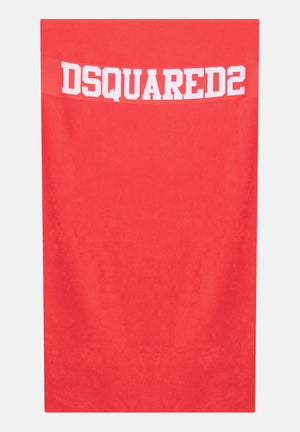 Telo mare rosso per uomo e donna con logo jacquard D7P005450 613 DSQUARED2 