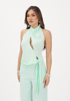 PATRIZIA PEPE Top verde acqua da donna con drappeggio e nodo laterale 2M4527J333 G632 PATRIZIA PEPE 