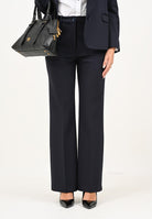 VICOLO Pantalone elegante blu da donna con sottili righe gessate verticali TF0264 FFBL VICOLO 