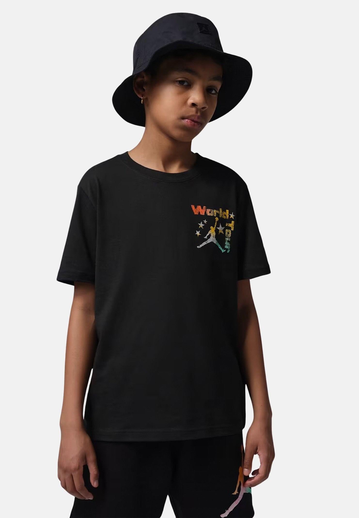 JORDAN T-shirt a manica corta World Tour nera da bambino 95F751 023 JORDAN 