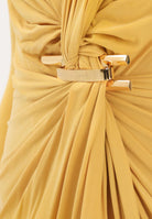 ELISABETTA FRANCHI Abito lungo giallo da donna con logo gioiello<BR/> ABR2961E2 EV4 ELISABETTA FRANCHI 