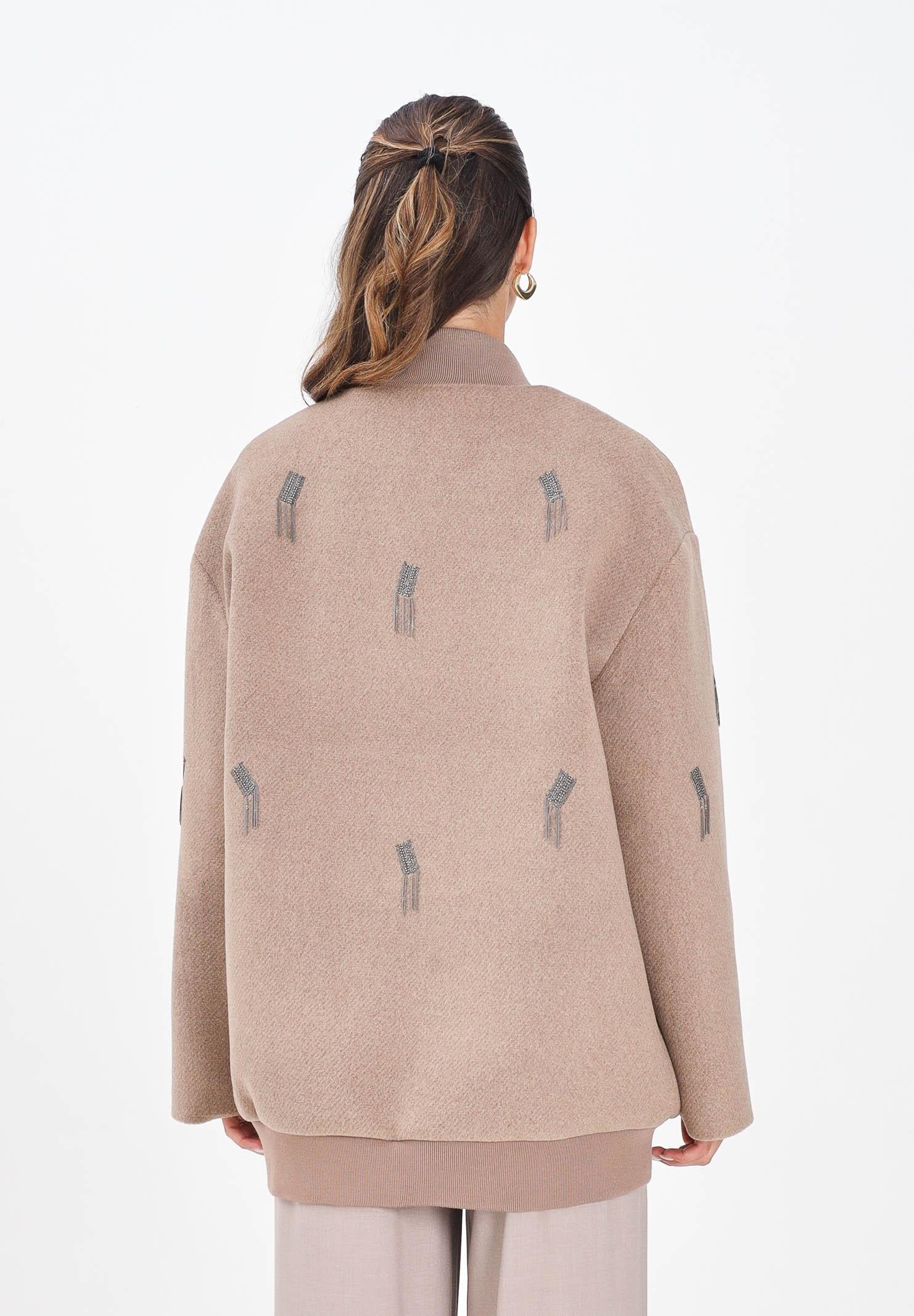 SIMONA CORSELLINI Cappottino beige da donna con dettagli gioiello A25CPCB00101-C00214 V0754 SIMONA CORSELLINI 