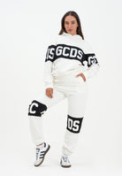 GCDS Pantalone sportivo bianco per donna, ragazzi e bambini con fascia a contrasto e logo B2JU3017BA2 15 GCDS 