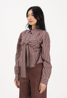 PINKO Camicia a manica lunga marrone da donna con motivo a righe 106672A33Q LN1 PINKO 