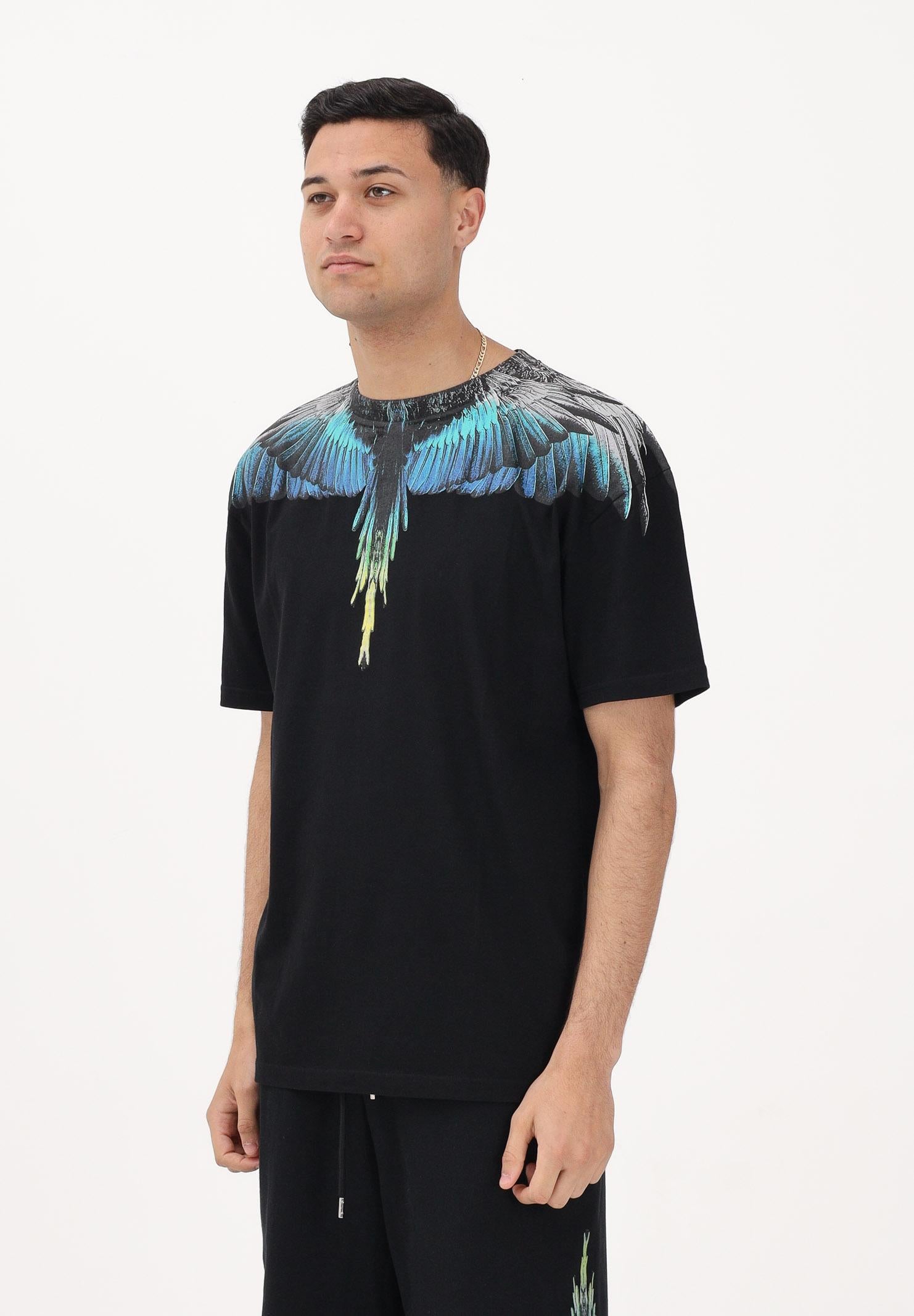 MARCELO BURLON COUNTY OF MILAN T-shirt a manica corta nera da uomo con stampa ali S6CMMATH022 110 MARCELO BURLON COUNTY OF MILAN 