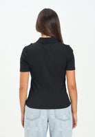 CALVIN KLEIN JEANS Polo a manica corta nera da donna con patch logo LV047C907GUB1  CALVIN KLEIN JEANS 