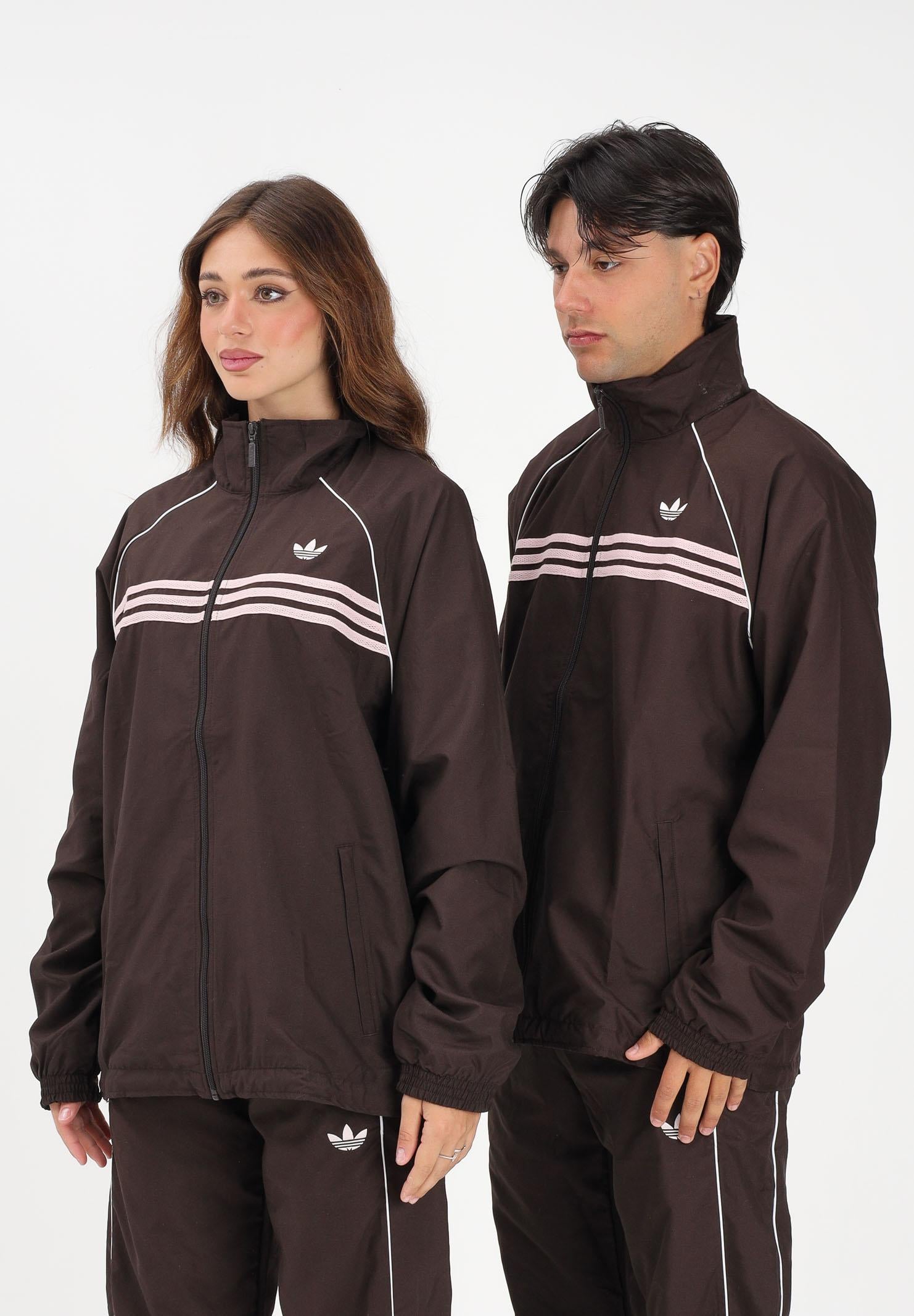 ADIDAS ORIGINALS Giacca a vento CHEST STRIPES marrone e rosa per uomo e donna KC6436 . ADIDAS ORIGINALS 
