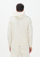 EA7 Felpa con cappuccio panna da uomo rifinita da bande logate a contrasto 7M000972AF10377 U1105 EA7 