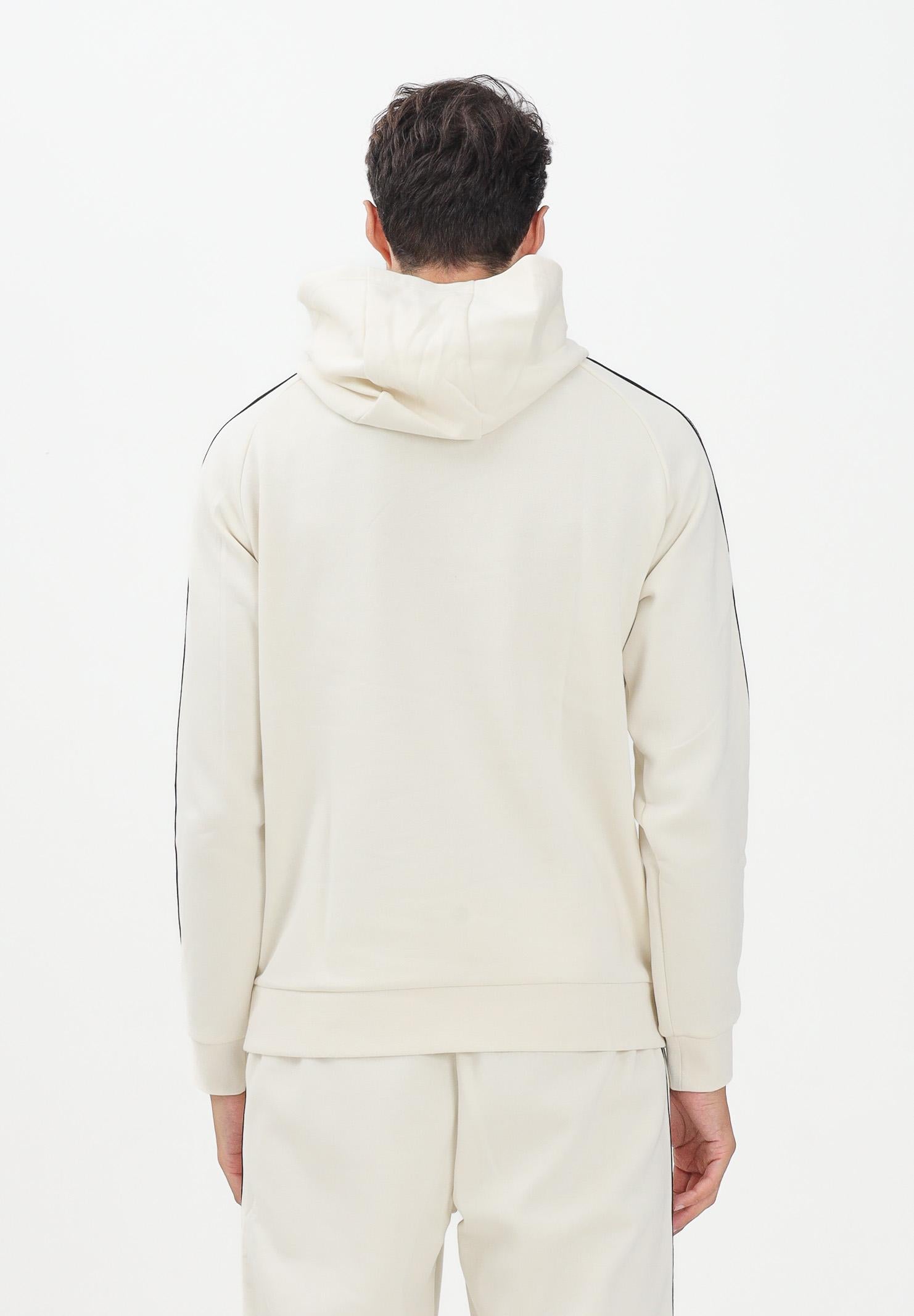 EA7 Felpa con cappuccio panna da uomo rifinita da bande logate a contrasto 7M000972AF10377 U1105 EA7 