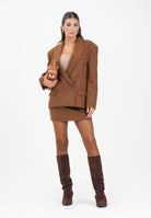 VICOLO Gonna corta cammello da donna con motivo gessato e strass TF0111 FFCU VICOLO 