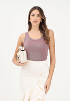 VICOLO Canotta rosa da donna realizzata in un tessuto lavorato con filato lamé UF0055 RO VICOLO 