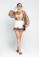 SANTAS Gonna corta CHANTILLY panna da donna<BR/> PV2502 BEIGE SANTAS 