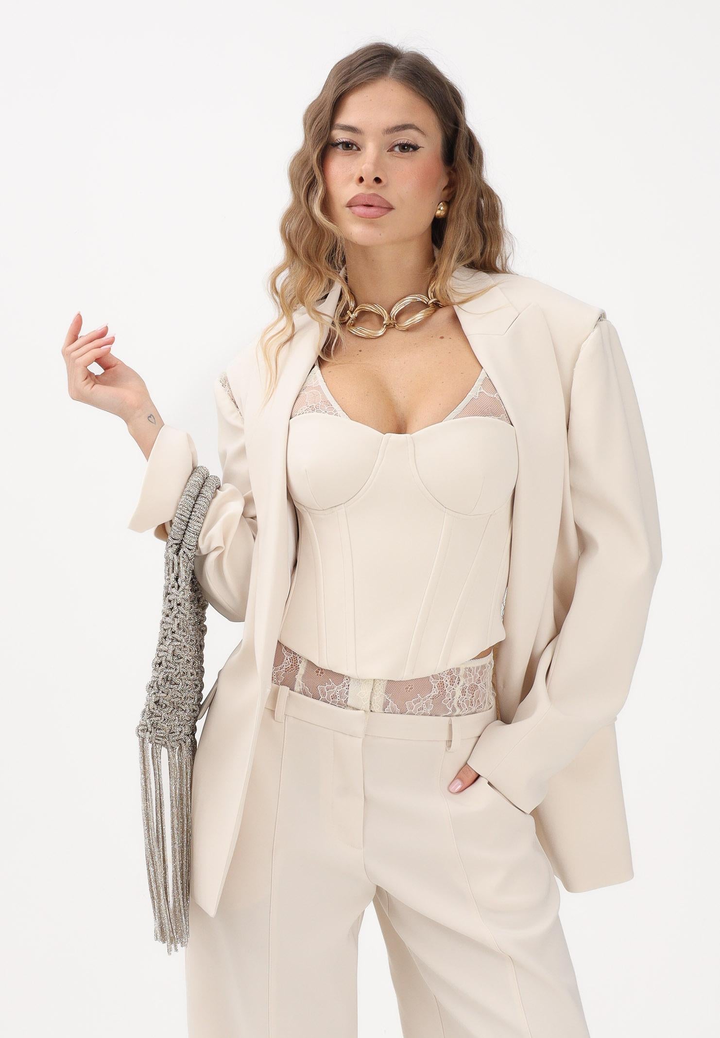 PATRIZIA PEPE Giacca panna da donna con cut-out in pizzo 8S0566A6F5 W409 PATRIZIA PEPE 