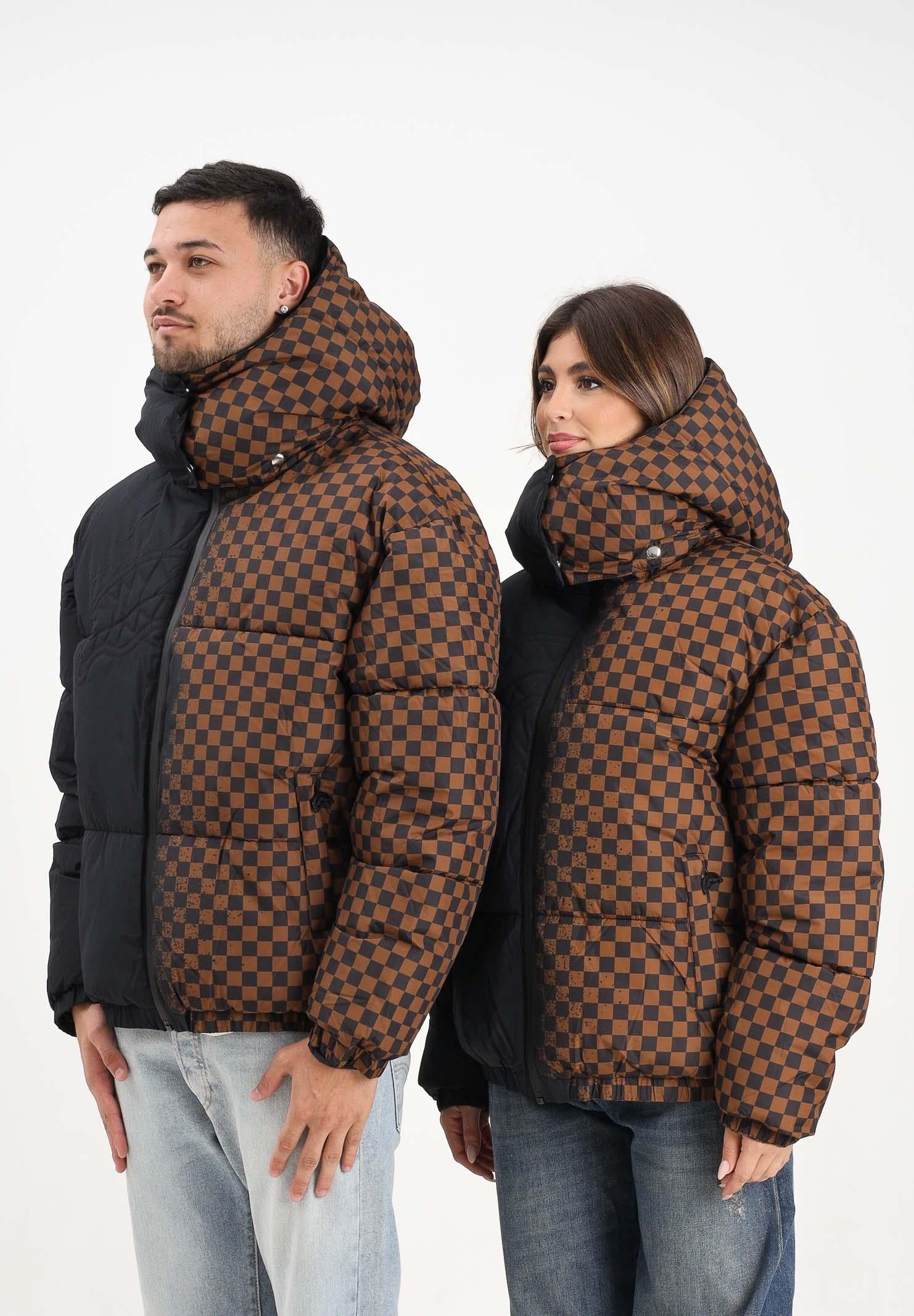 SPRAYGROUND Piumino GREY CHECK DOWN nero e marrone per uomo e donna SP902BLK . SPRAYGROUND 