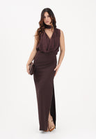 ELISABETTA FRANCHI Gonna lunga cacao da donna con zip gioiello GO16561E2 644 ELISABETTA FRANCHI 