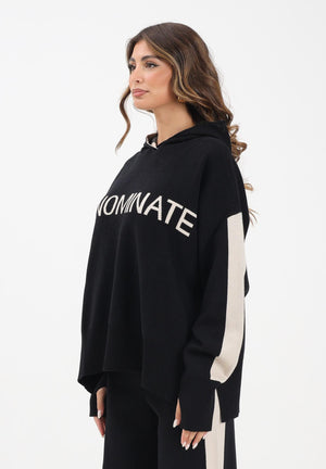 HINNOMINATE Maglia con cappuccio nera da donna con bande a contrasto e logo HMABW02124 NE01 HINNOMINATE 