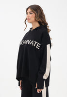 HINNOMINATE Maglia con cappuccio nera da donna con bande a contrasto e logo HMABW02124 NE01 HINNOMINATE 