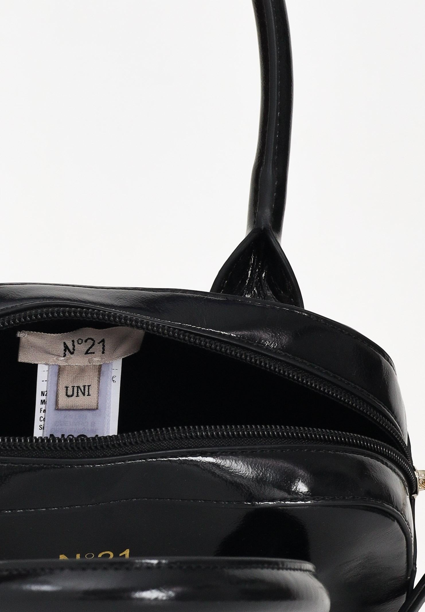 N21 Borsa a mano nera da donna realizzata in tessuto spalmato martellato con logo N°21 N21096N0246 0N900 N21 