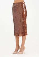 PATRIZIA PEPE Gonna midi marrone da donna interamente ricamata con paillettes 2G1040J345 B858 PATRIZIA PEPE 