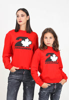 Felpa girocollo rossa per donna e bambina con stampa logo DQ2469D0094 DQ453 DSQUARED2 