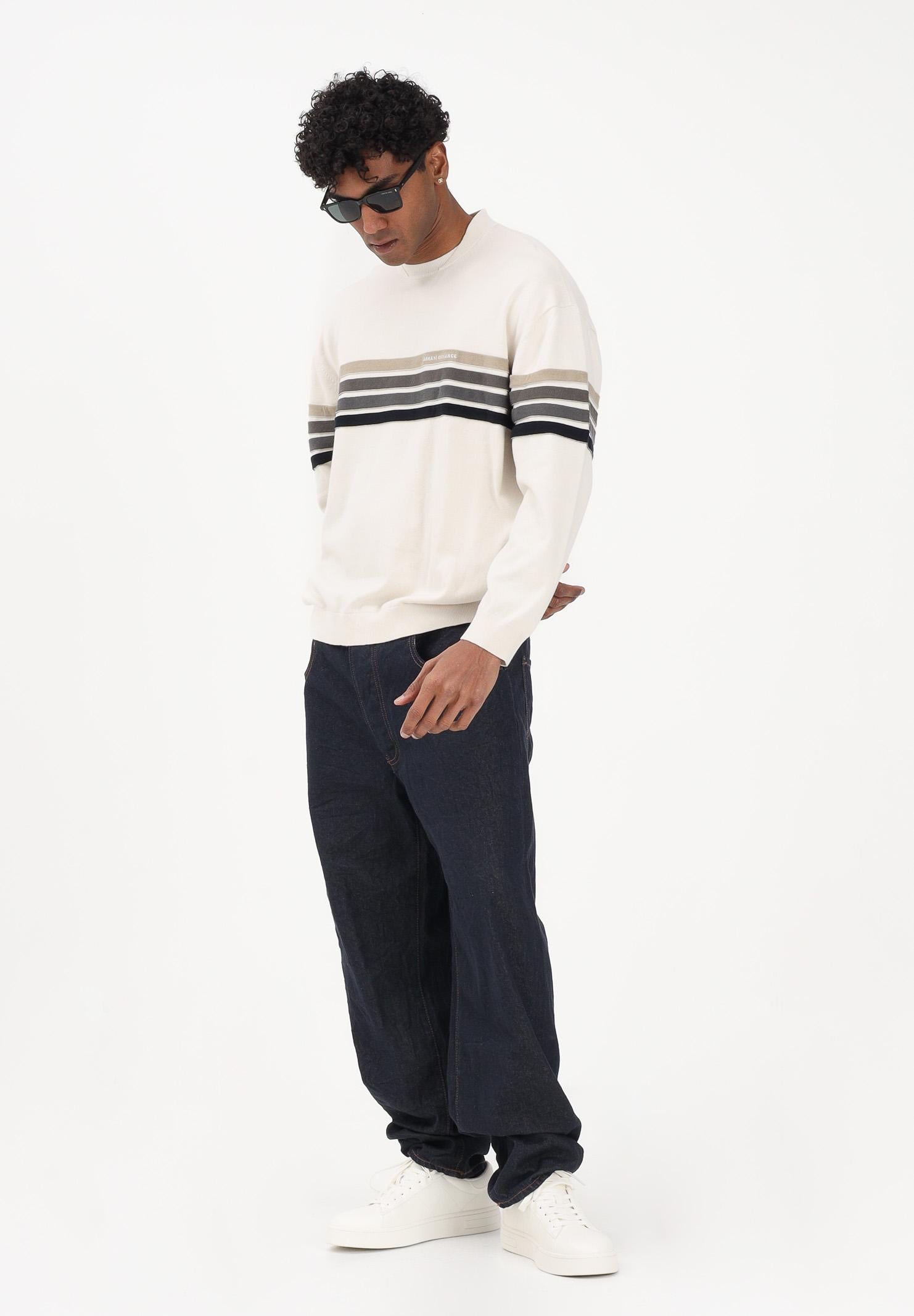ARMANI EXCHANGE Maglioncino girocollo panna da uomo con bande a contrasto XM002424AF11960 M1302 ARMANI EXCHANGE 
