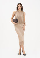 SPORTMAX Abito midi SPXPAPPA oro da donna in rete con strass 2612621071600 003 SPORTMAX 