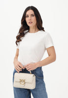 PINKO T-shirt a manica corta bianca da donna con ricamo logo Love Birds 100355A339 Z05 PINKO 
