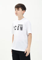 T-shirt a manica corta bianca per donna, ragazzi e bambini con stampa logo DQ2668D004G DQ100 DSQUARED2 
