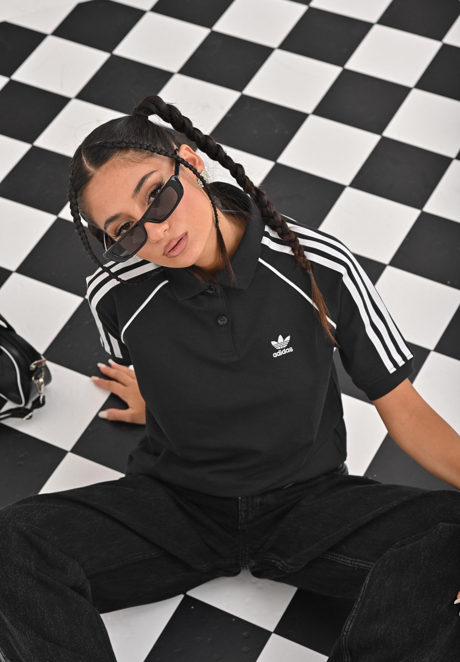 ADIDAS ORIGINALS Polo a manica corta SST Adicolor nera da donna JX7802  ADIDAS ORIGINALS 