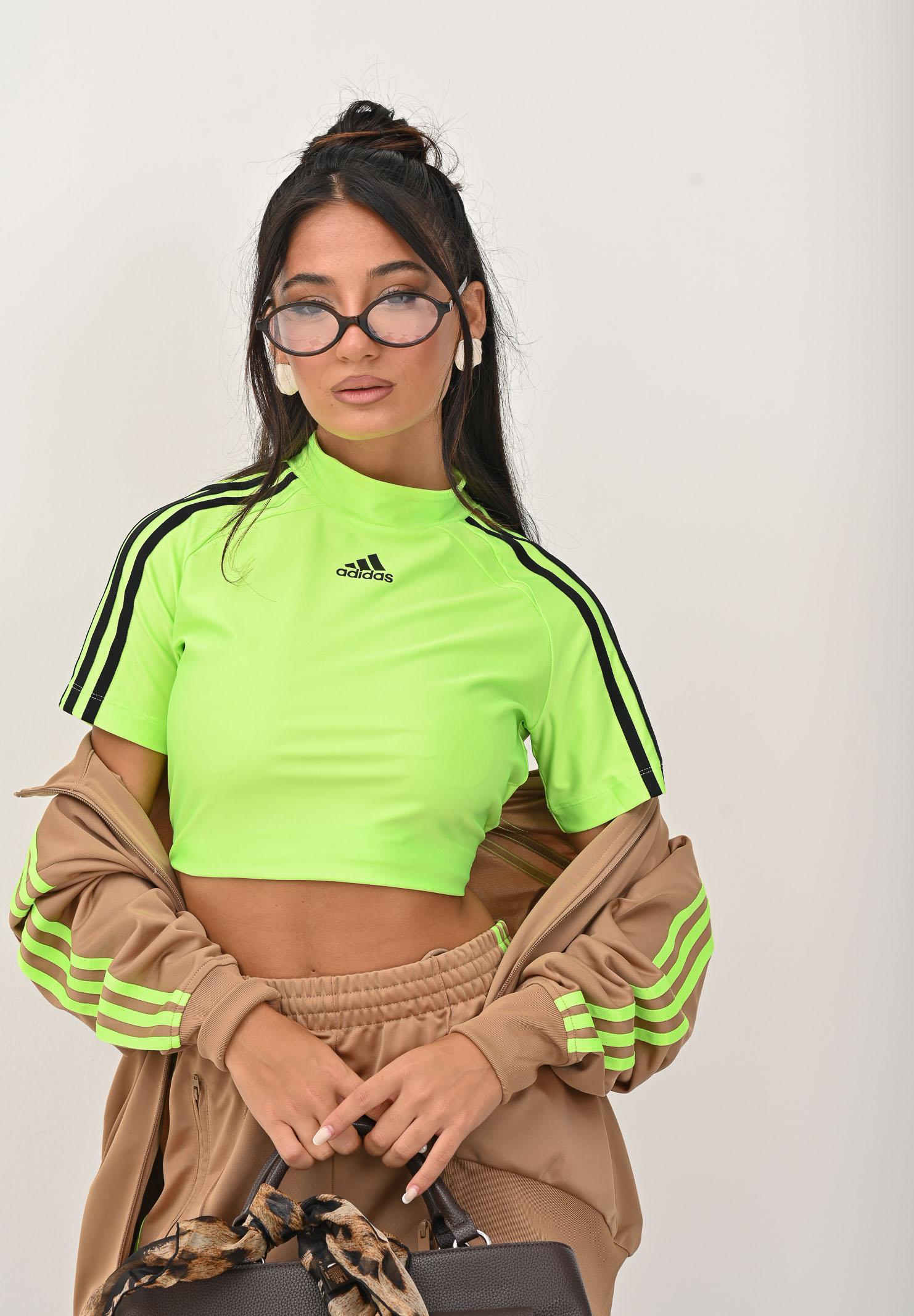 ADIDAS ORIGINALS T-shirt a manica corta Teamgeist Adicolor verde fluo da donna JZ8280 . ADIDAS ORIGINALS 