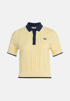 ADIDAS ORIGINALS Polo Cable Knit Cali Tee Almost Yellow giallo chiaro e blu navy da donna KT1862 . ADIDAS ORIGINALS 