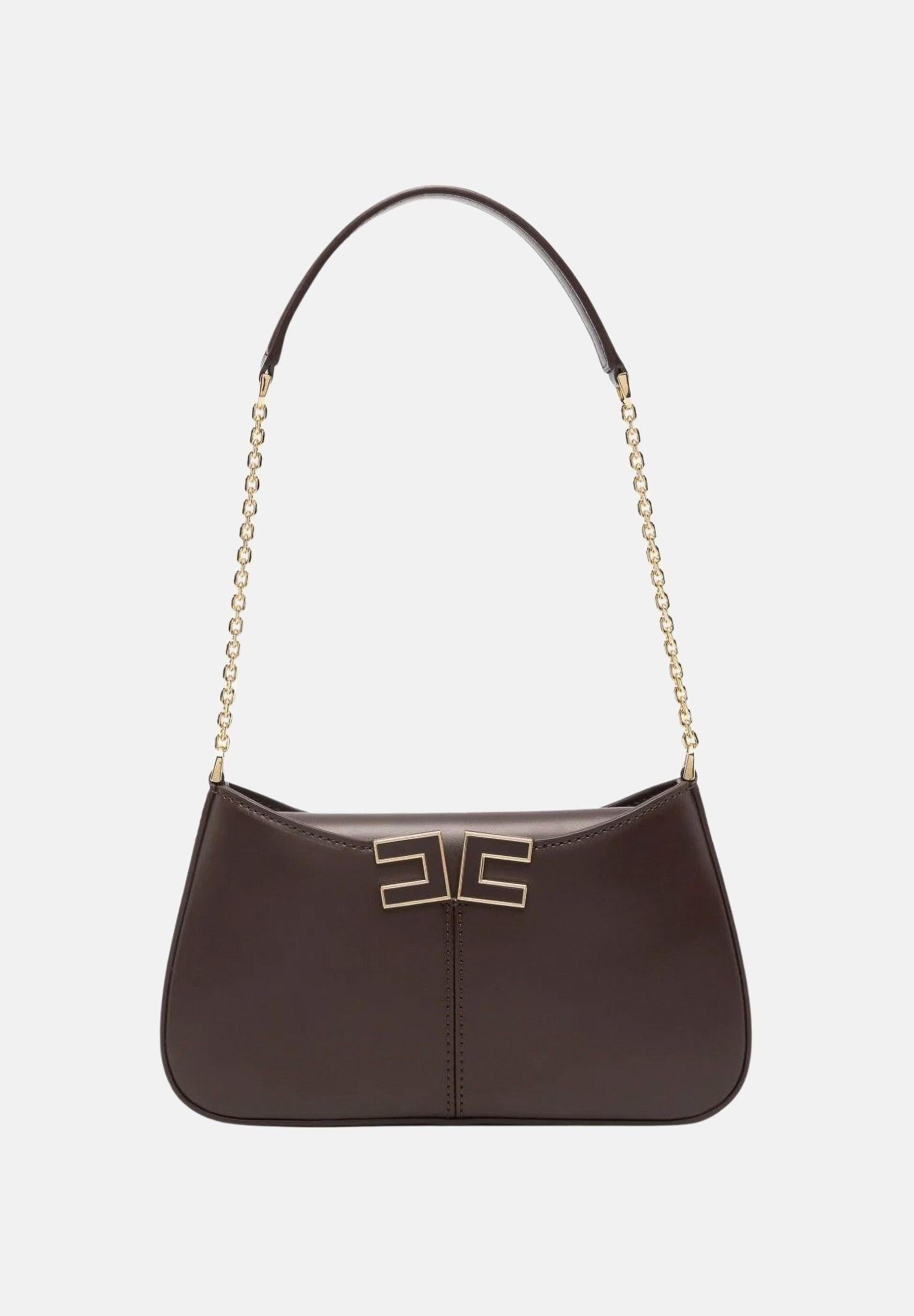 ELISABETTA FRANCHI Borsa a spalla cacao da donna con dettaglio logo BS93A61E2 644 ELISABETTA FRANCHI 