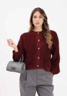 JDY Cardigan bordeaux da donna in maglia bouclé 15337012 Cabernet JDY 