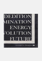 ELISABETTA FRANCHI Foulard nero e burro da donna con stampa lettering FO19F61E2 685 ELISABETTA FRANCHI 