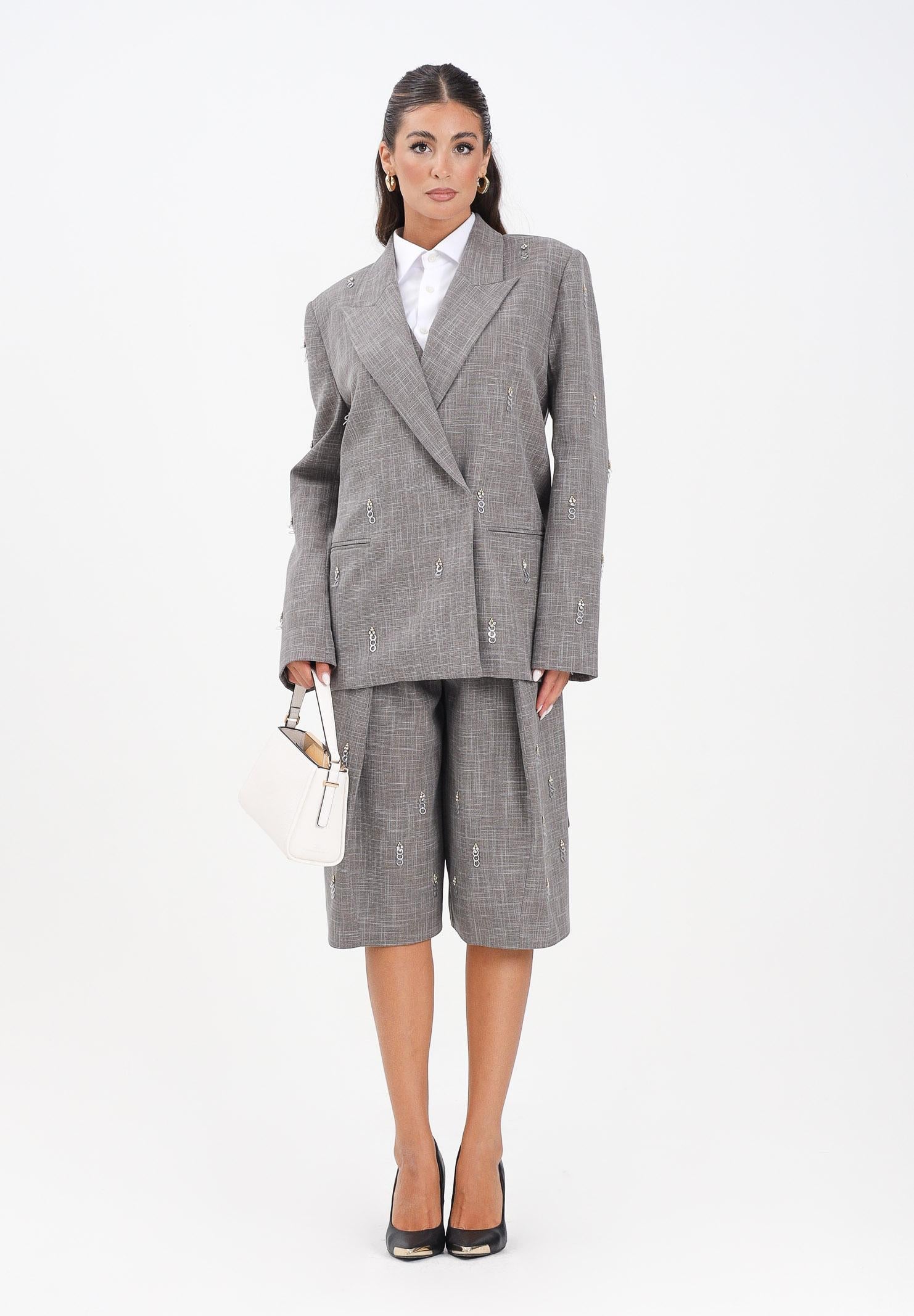 SIMONA CORSELLINI Bermuda grigio da donna con applicazioni metalliche A25CPPA01702-C00236 V0000 SIMONA CORSELLINI 