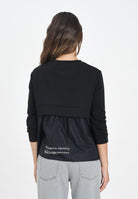 ELISABETTA FRANCHI Felpa girocollo nera da donna con dettagli in popeline MD00656E2 110 ELISABETTA FRANCHI 