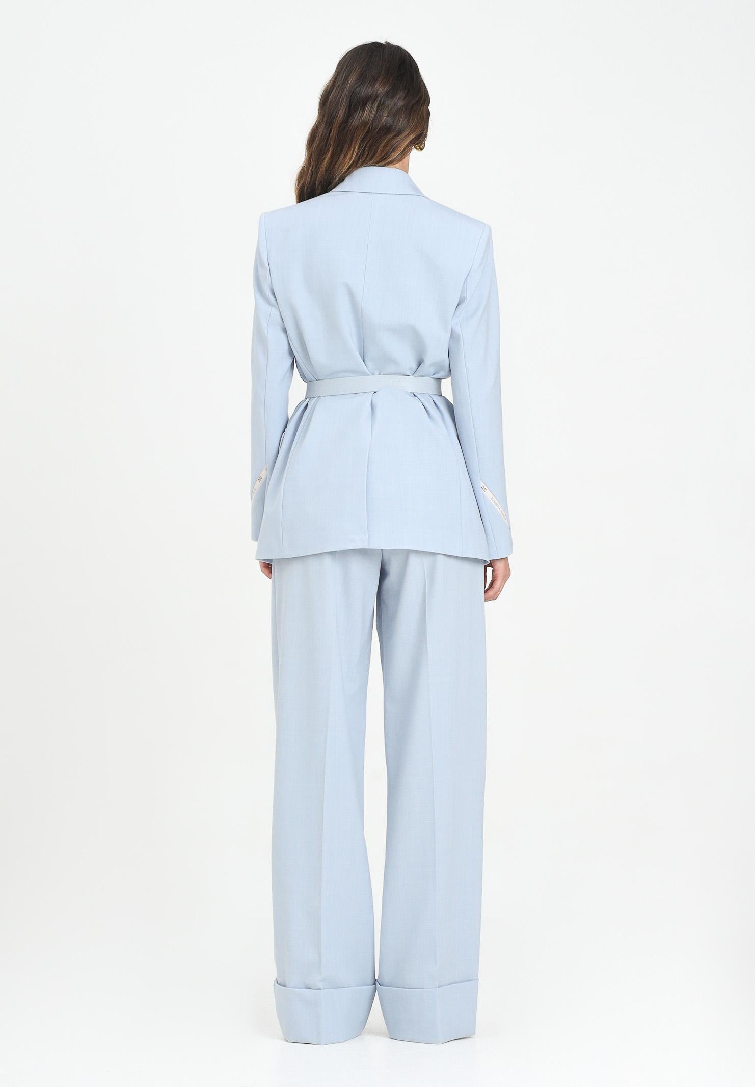 ELISABETTA FRANCHI Tailleur celeste da donna con cintura