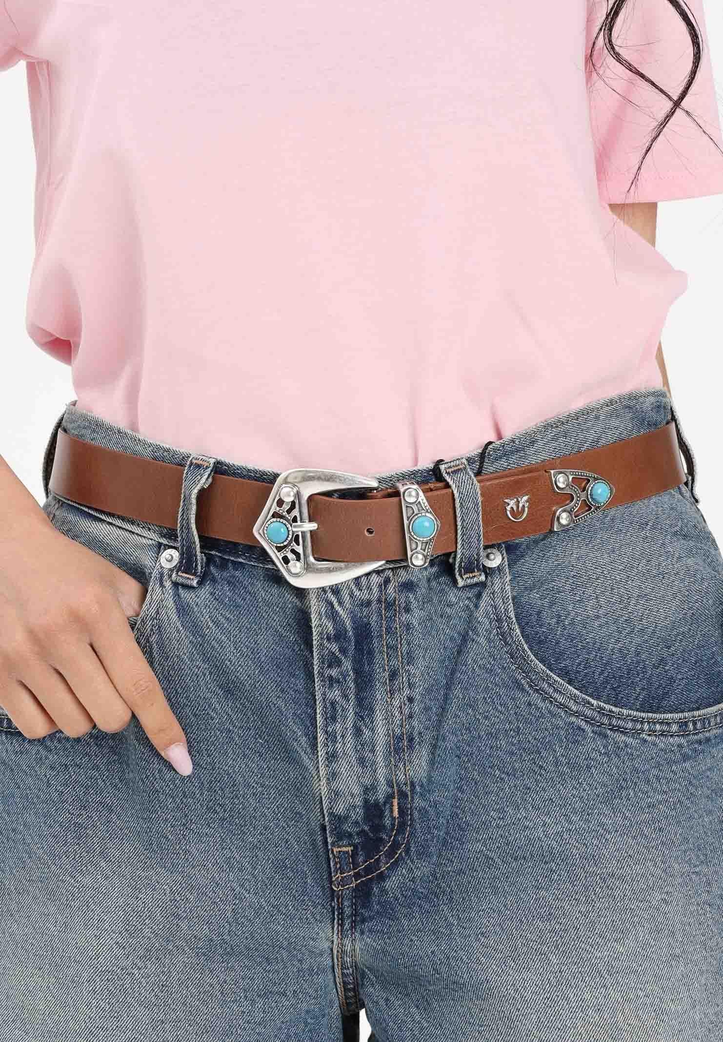 PINKO Cintura marrone da donna con pietre turchesi 106693A2X7 L17O PINKO 