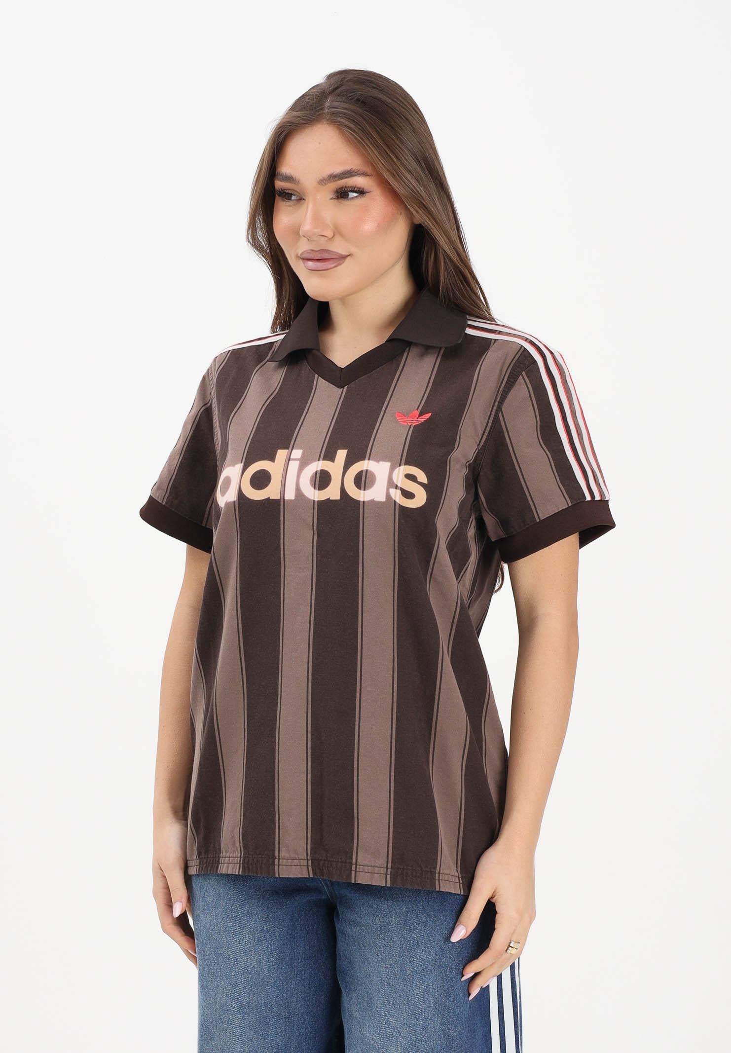 ADIDAS ORIGINALS Polo a manica corta Twill Football marrone da donna KD5450 . ADIDAS ORIGINALS 