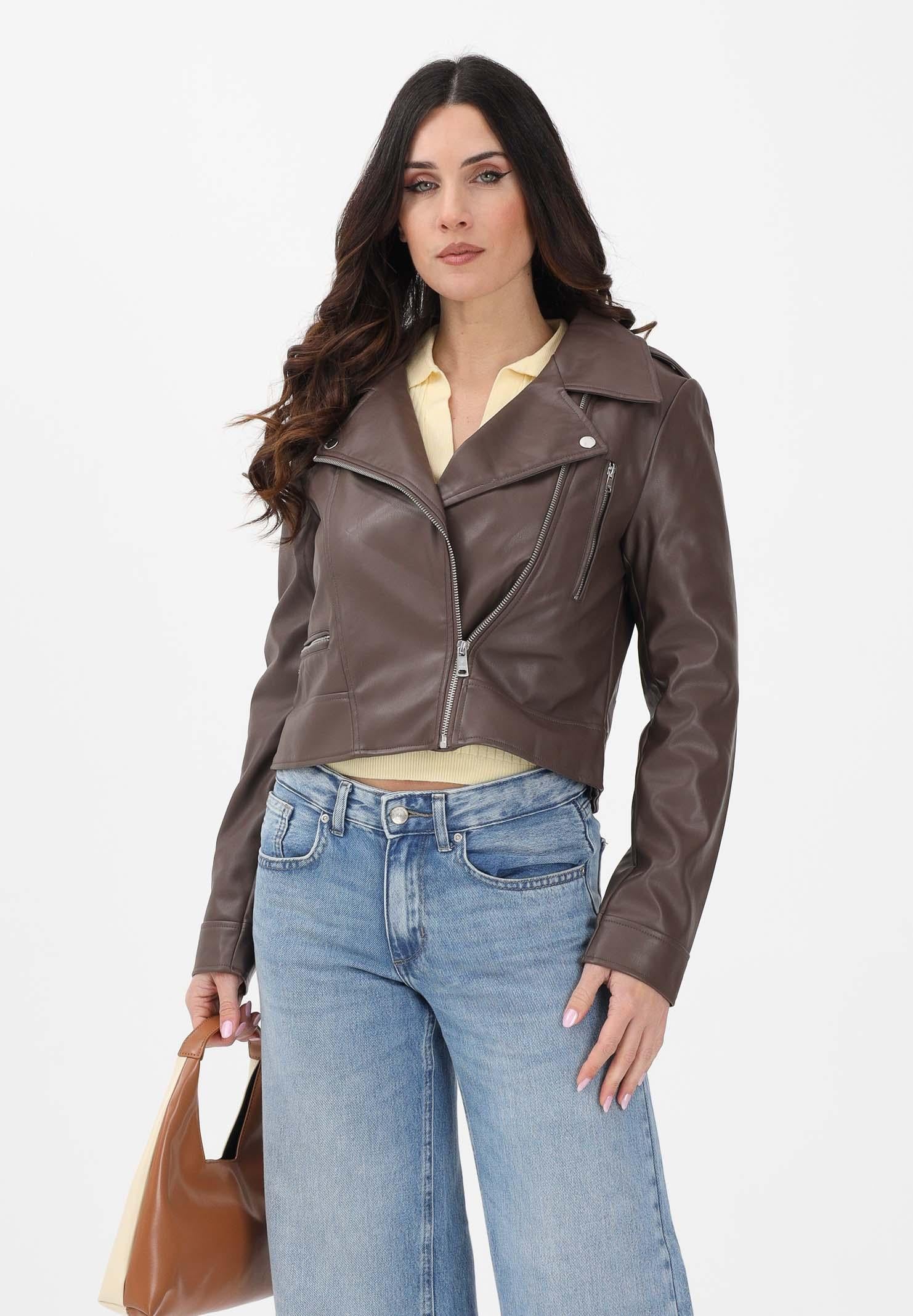 ONLY Giubbotto in ecopelle marrone da donna 15361396 CHMA ONLY 