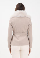 YES LONDON Cappotto corto beige da donna con vera pelliccia CD1203 BE YES LONDON 