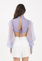 ELISABETTA FRANCHI Camicia crop lilla da donna con maniche dai volumi balloon CA14461E2 EV7 ELISABETTA FRANCHI 